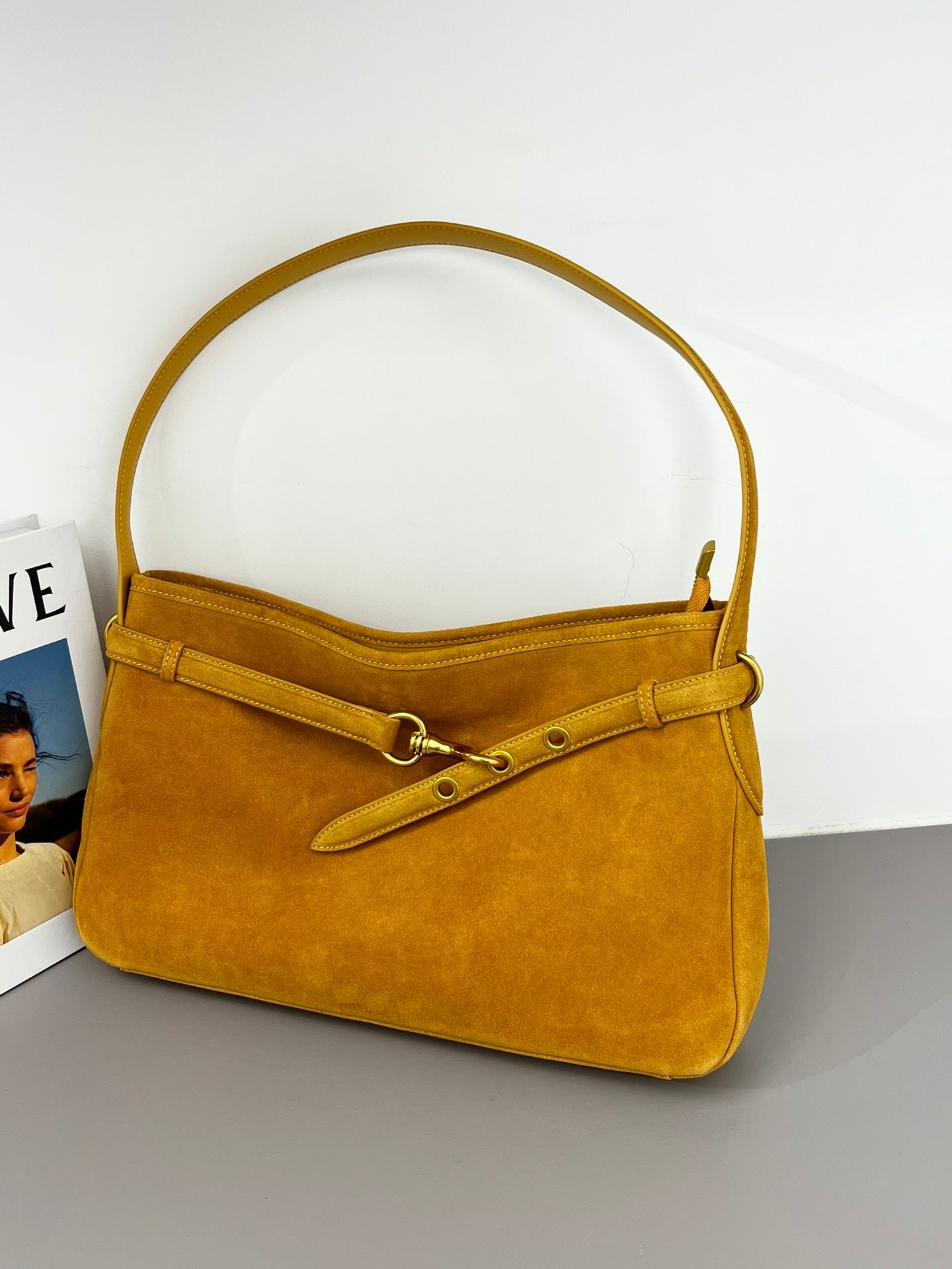 Suede-Leather Luxe shoulder bag