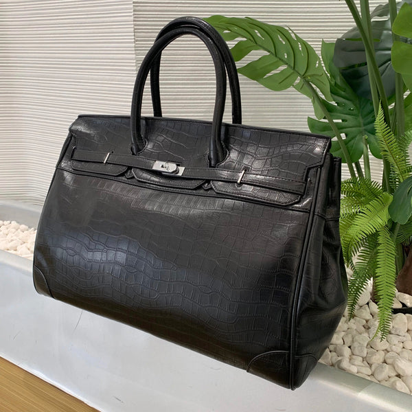 バッグ Rare Black Croco Leather Bag archive 00s The Ultimate Black Croc Weekender 50 - christinashiefer