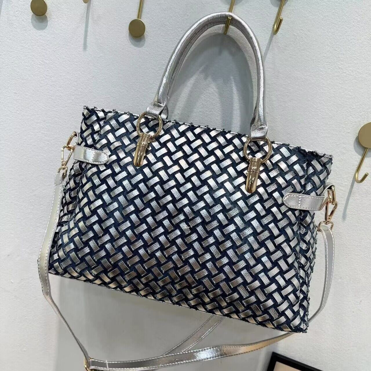 Baldini Rhinestone Denim Art Bag
