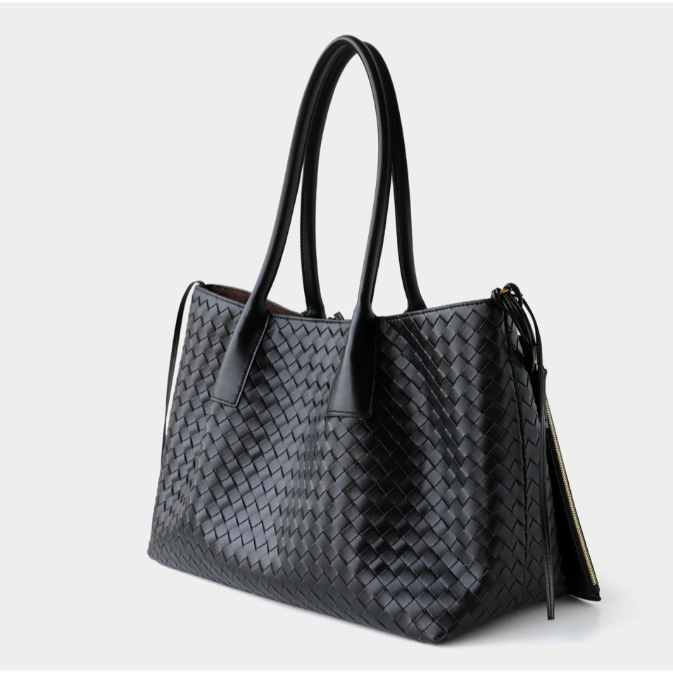 Woven Cowhide Leather Tote Bag