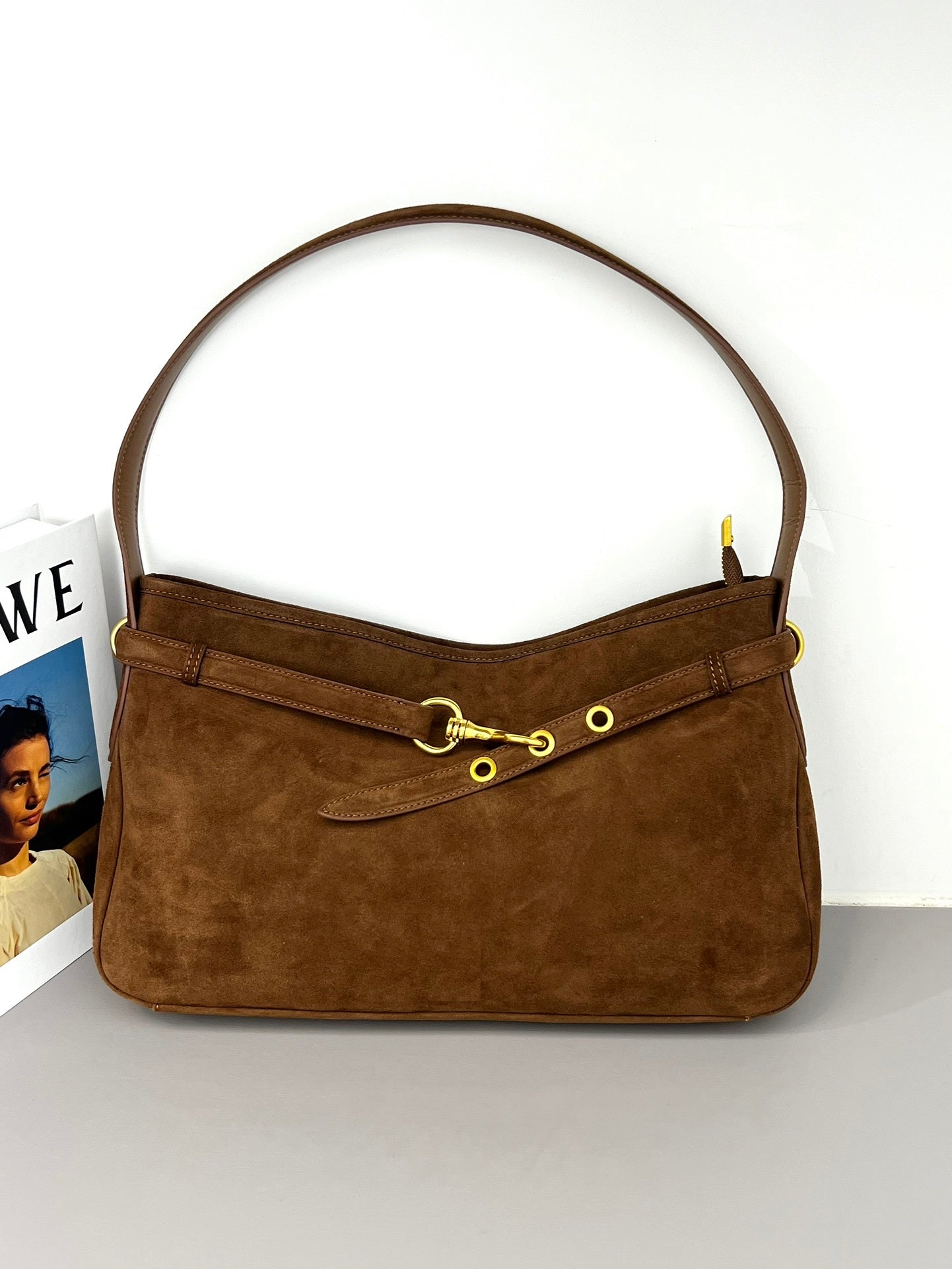 Suede-Leather Luxe shoulder bag