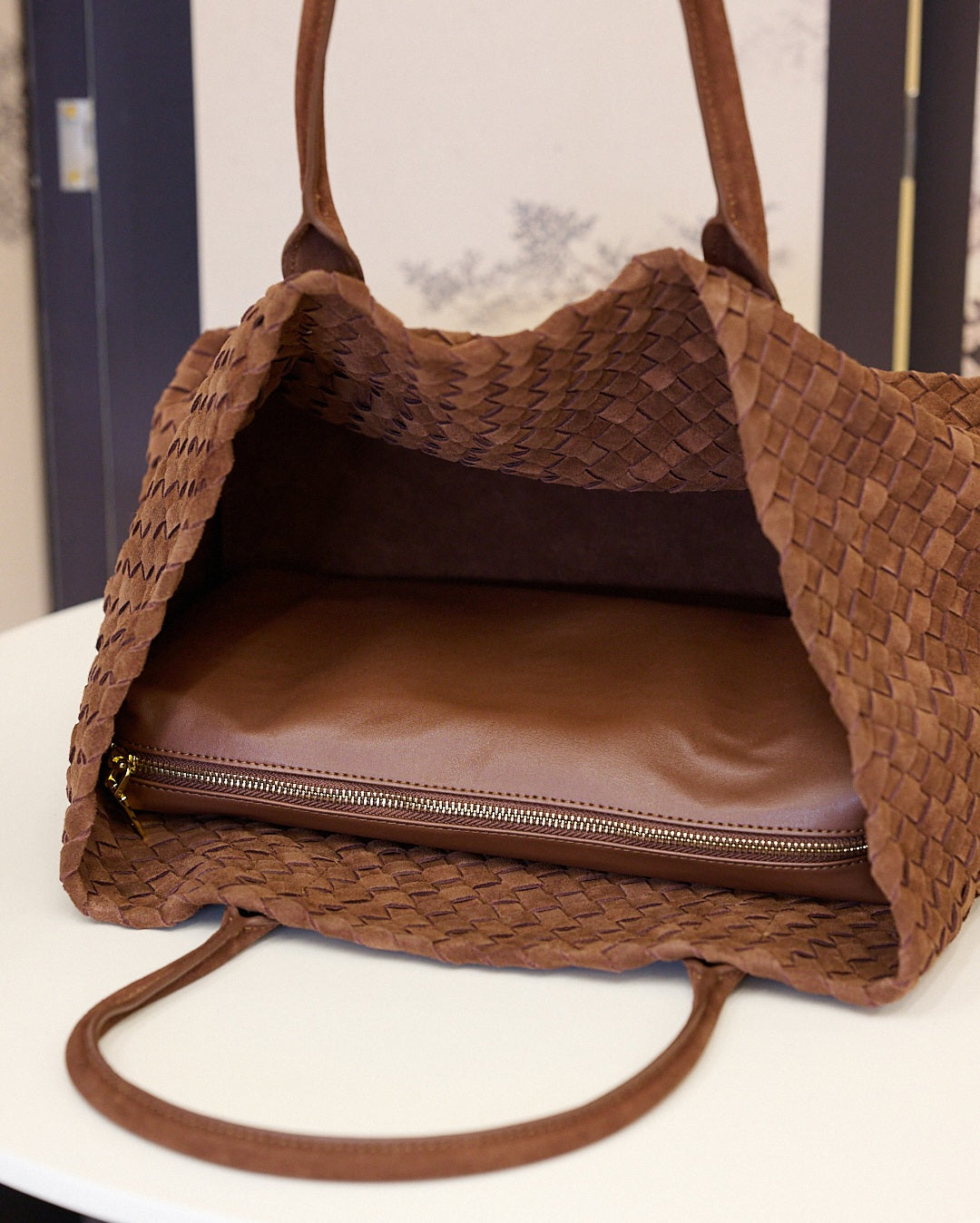 Hand-Woven Suede Leather Tote