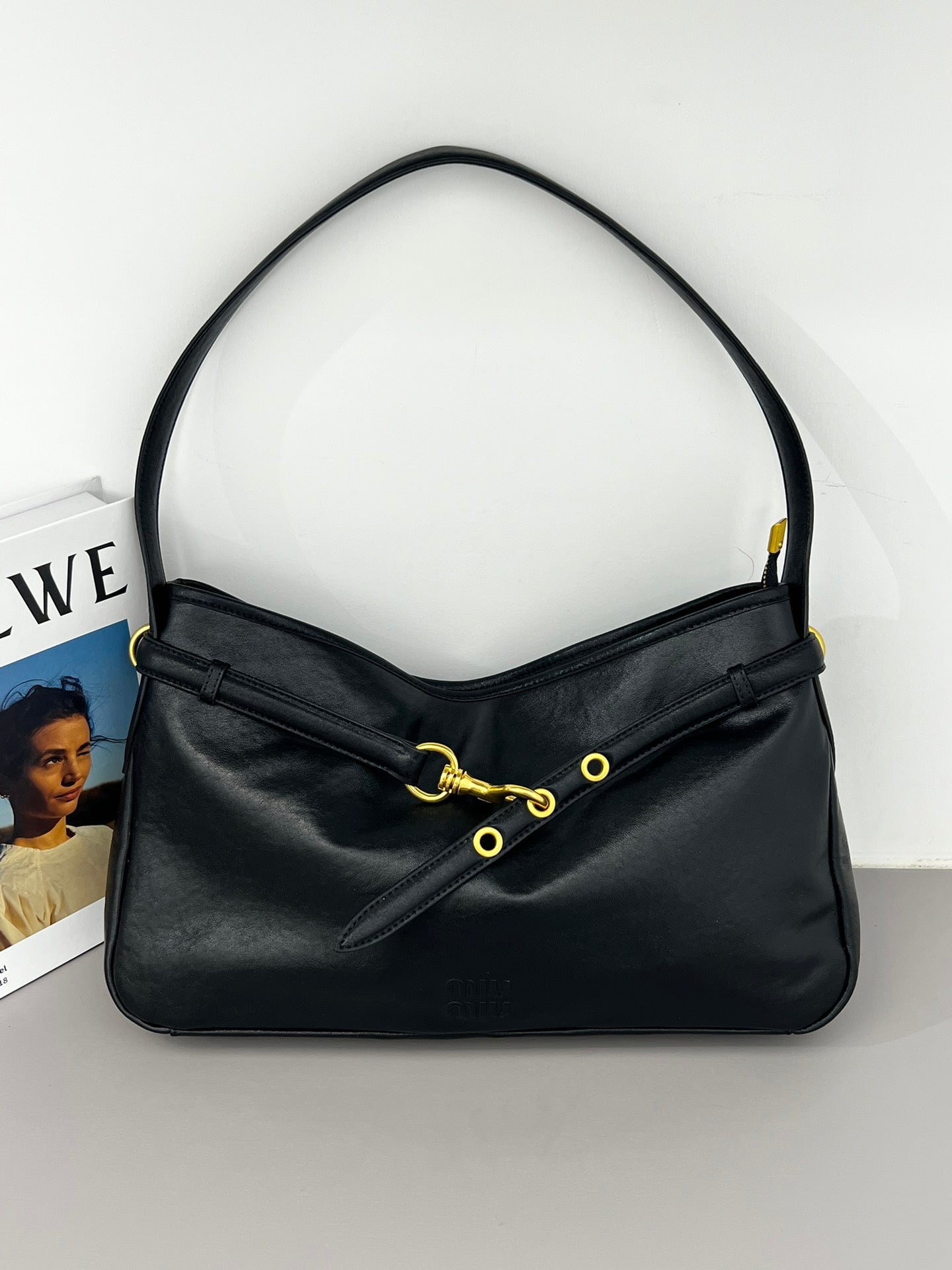 Suede-Leather Luxe shoulder bag