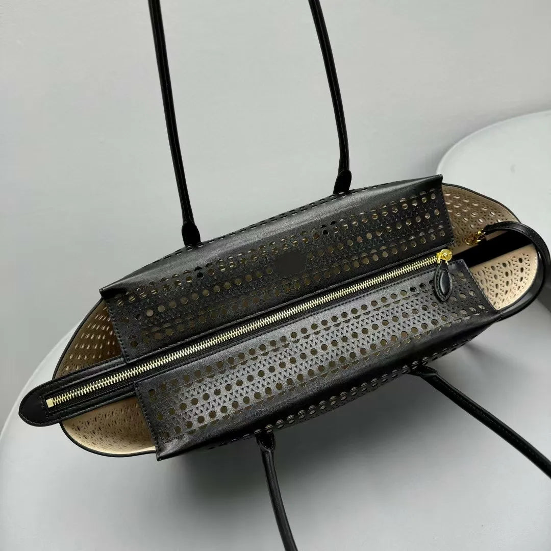 Cutout Leather Tote Bag