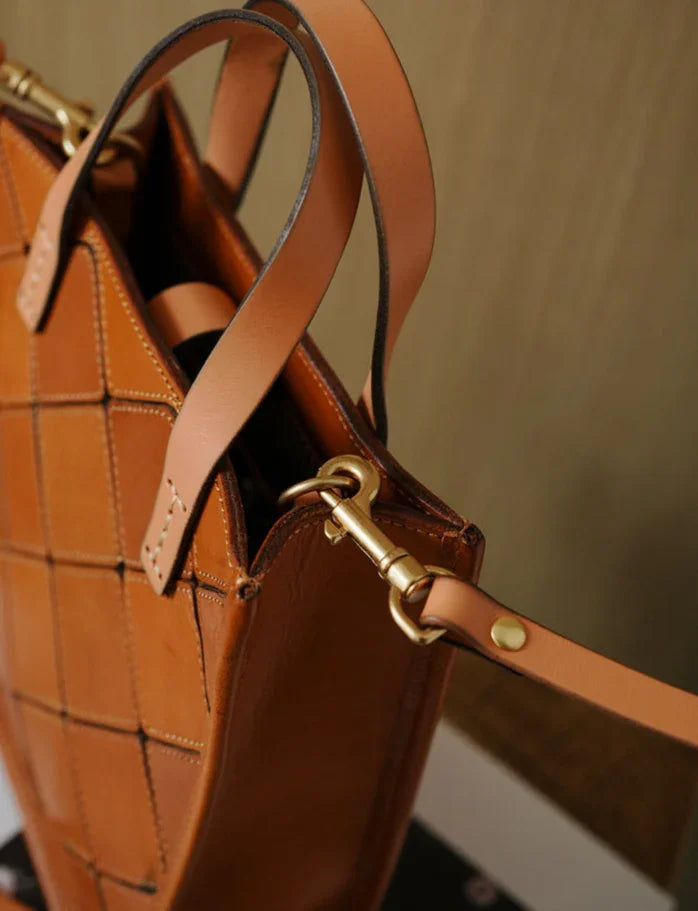 Handmade Italian Quilted Leather Mini Tote Bag