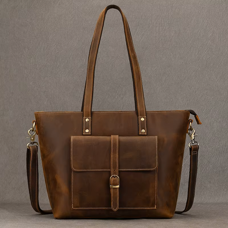 Vintage Crazy Horse Leather Tote