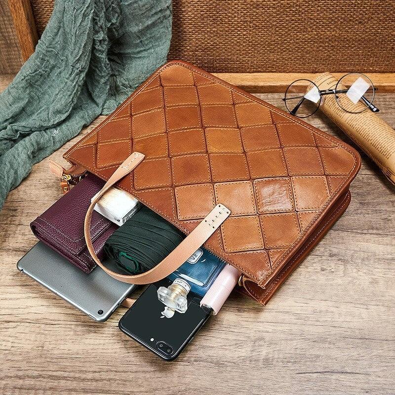 Handcrafted Italian Quilted Leather Tote