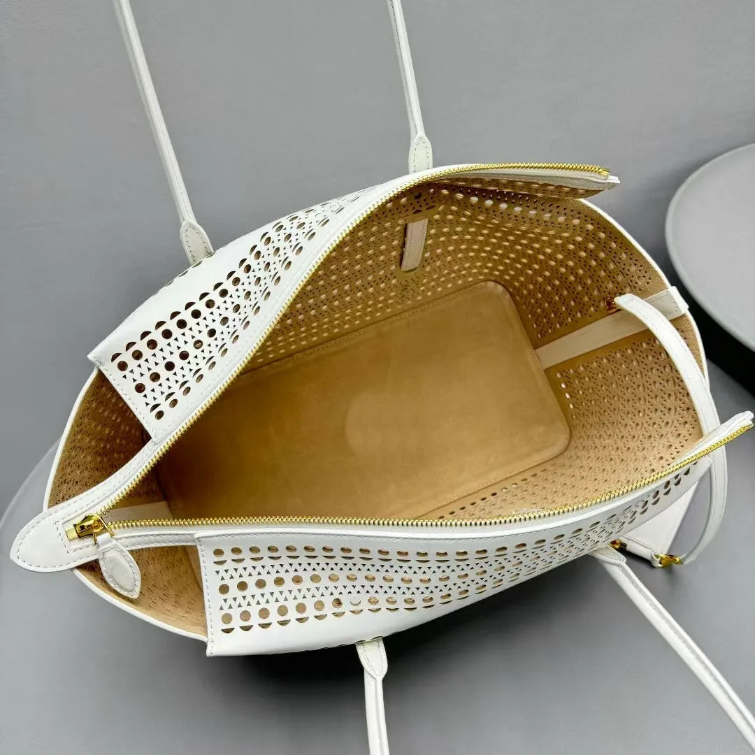 Cutout Leather Tote Bag
