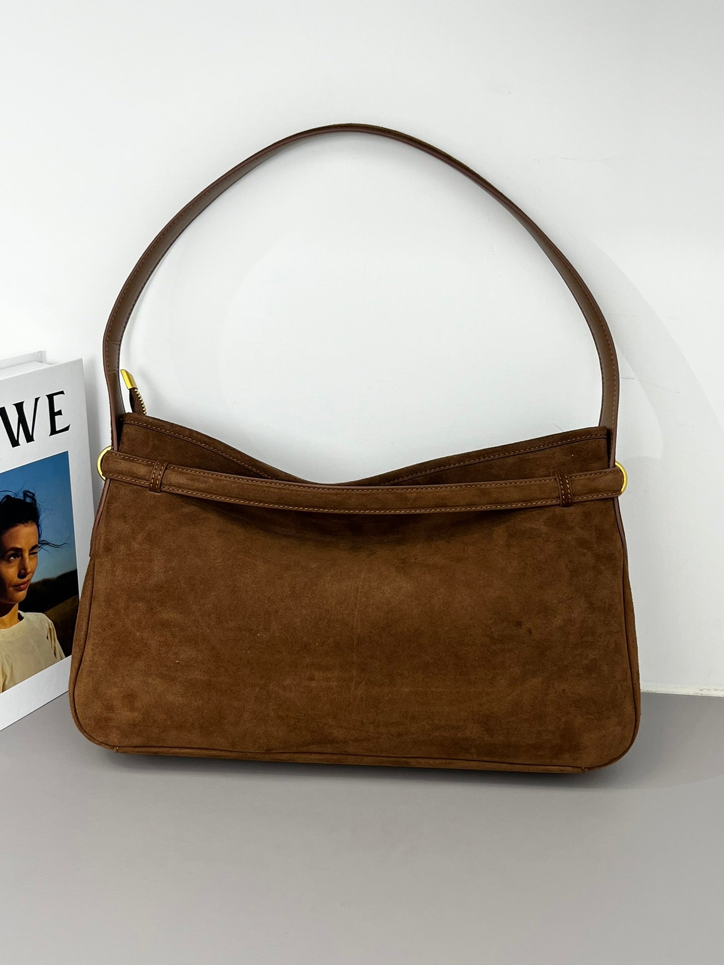 Suede-Leather Luxe shoulder bag