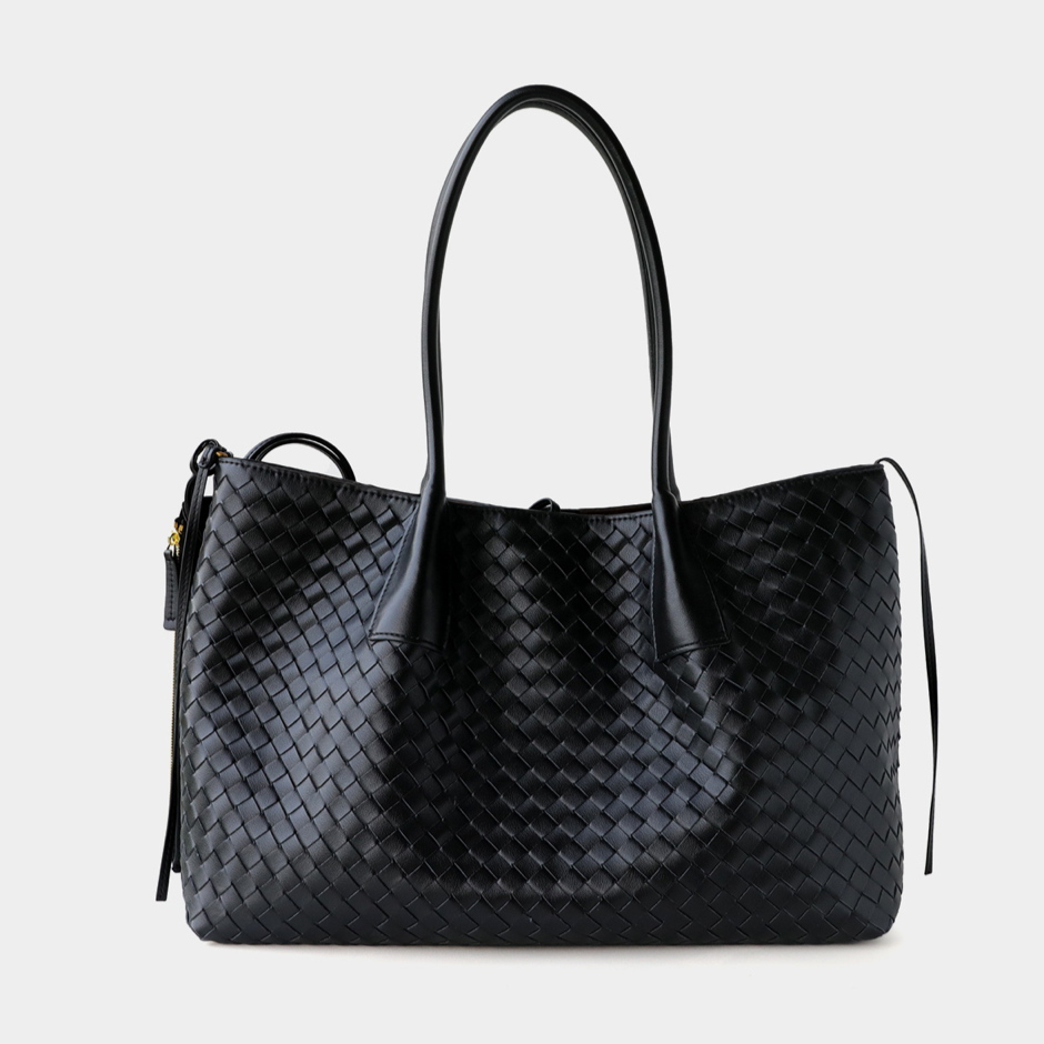 Woven Cowhide Leather Tote Bag