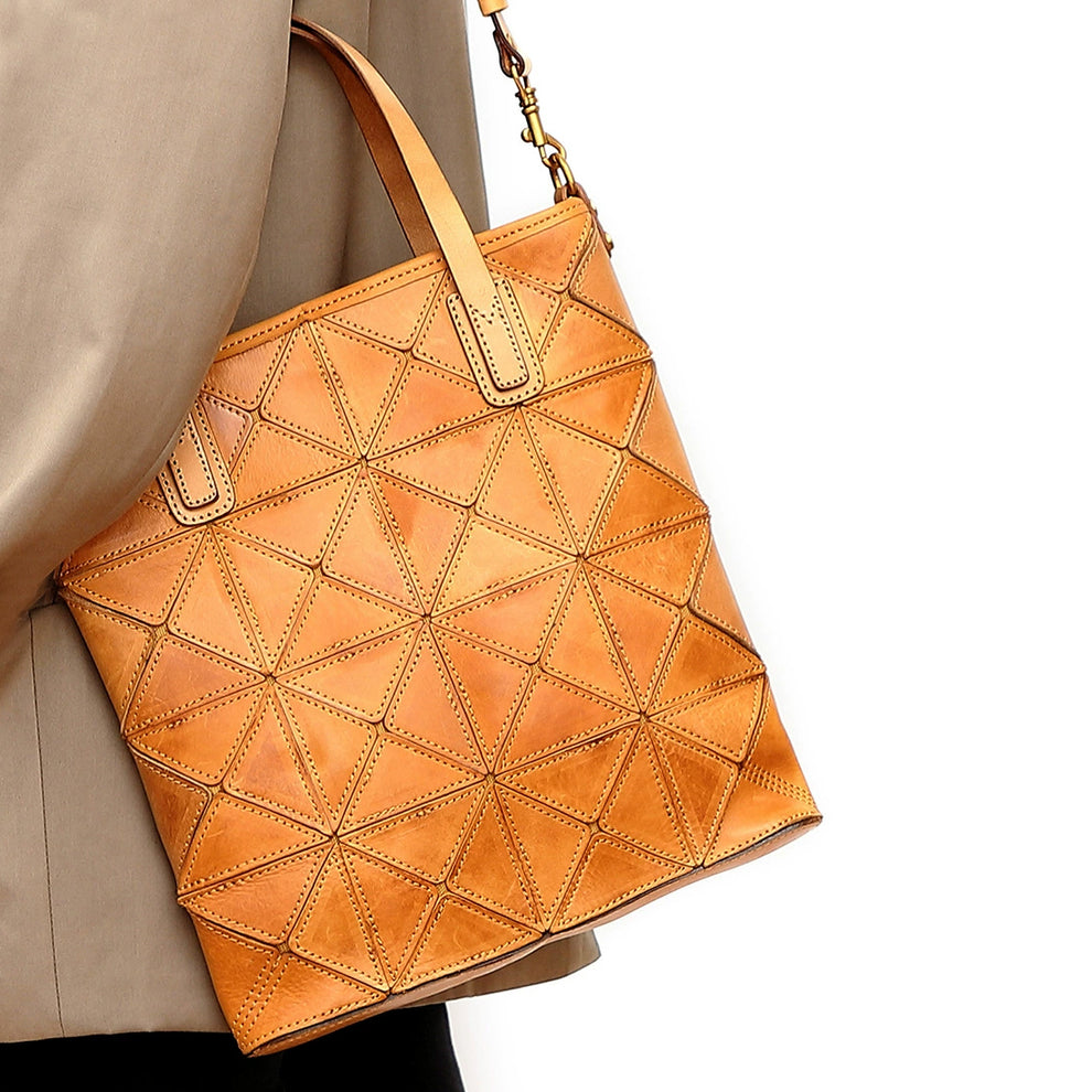 Argyle Patchwork Cowhide Leather Tote