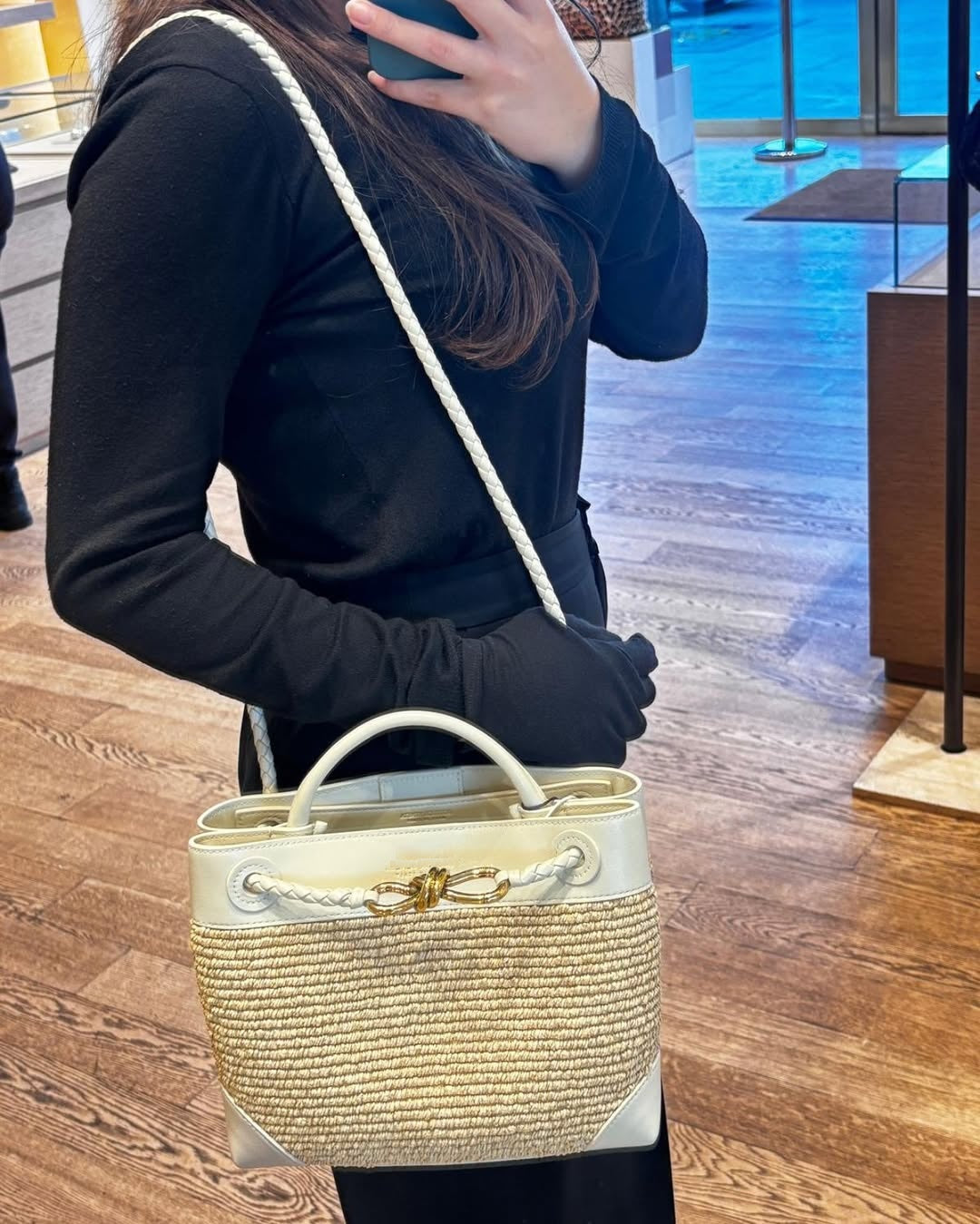 Raffia Knot Mini Tote Bag