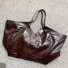 Oversized Croc Embossed Vegan Leather Tote Bag
