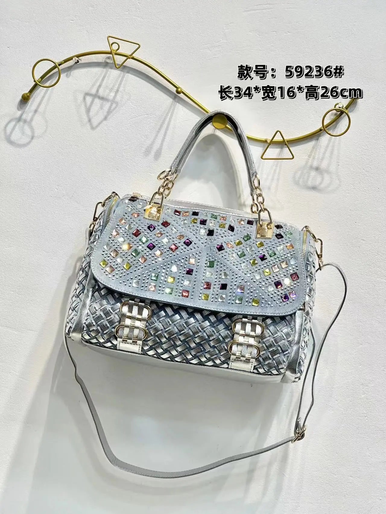 Rhinestone Denim shoulder bag
