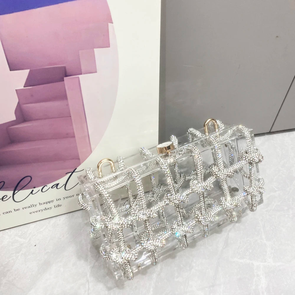 Rhinestone Clear Box Handbag