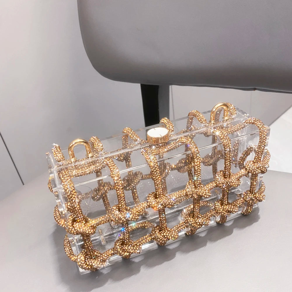 Rhinestone Clear Box Handbag