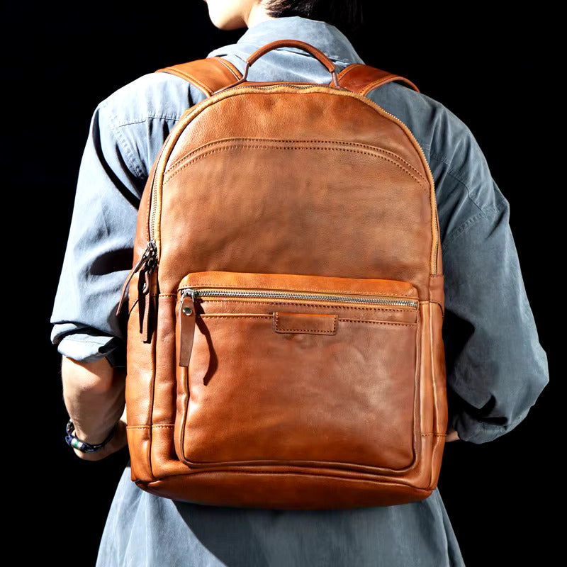 Classic Cowhide Leather Backpack