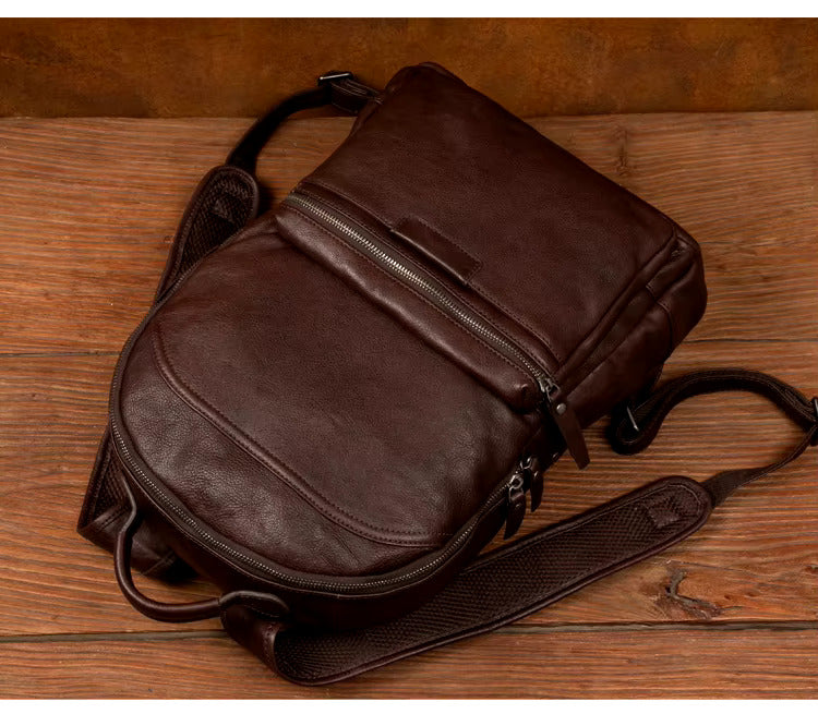 Classic Cowhide Leather Backpack