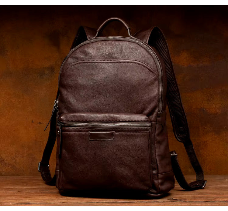 Classic Cowhide Leather Backpack