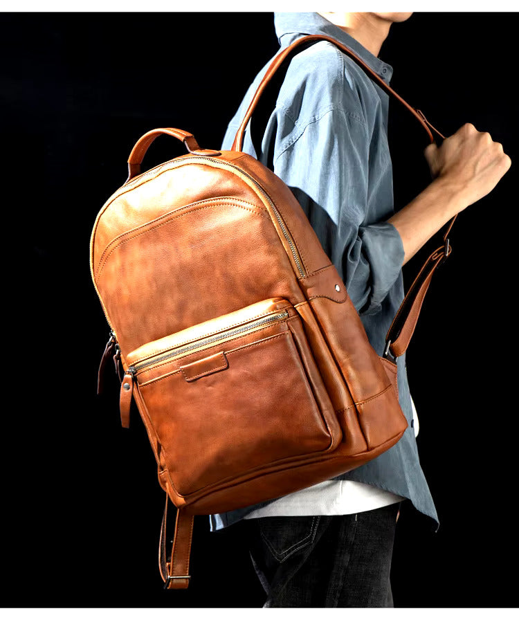 Classic Cowhide Leather Backpack