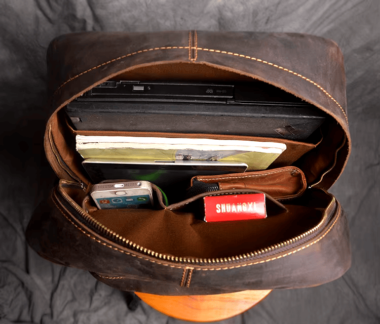 Rustic Cowhide Leather Backpack