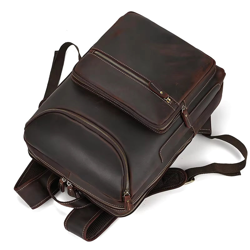 Classic Vintage Leather Cowhide Backpack