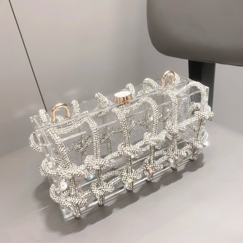 Rhinestone Clear Box Handbag