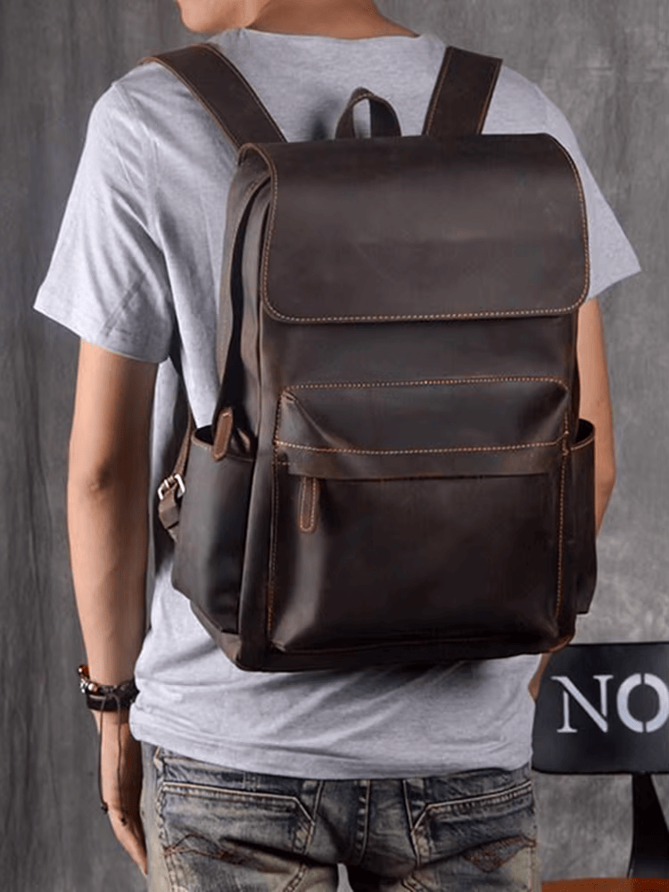 Rustic Cowhide Leather Backpack