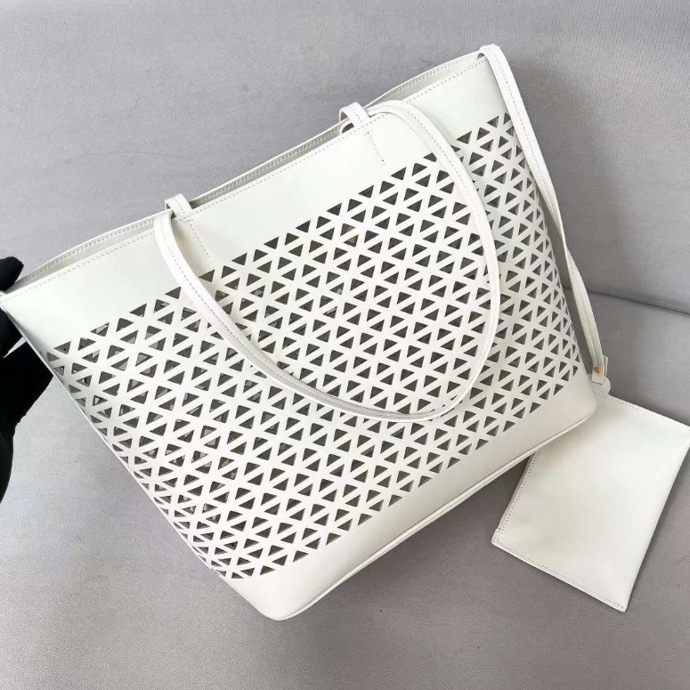 Geometric Cutout Leather Tote Bag