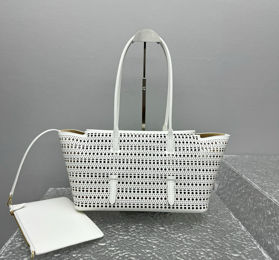 Cutout Leather Tote Bag