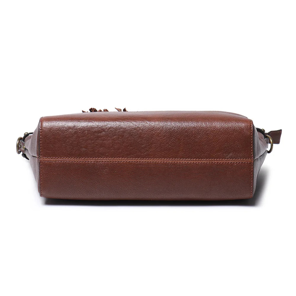 Vintage Brass Leather Tote