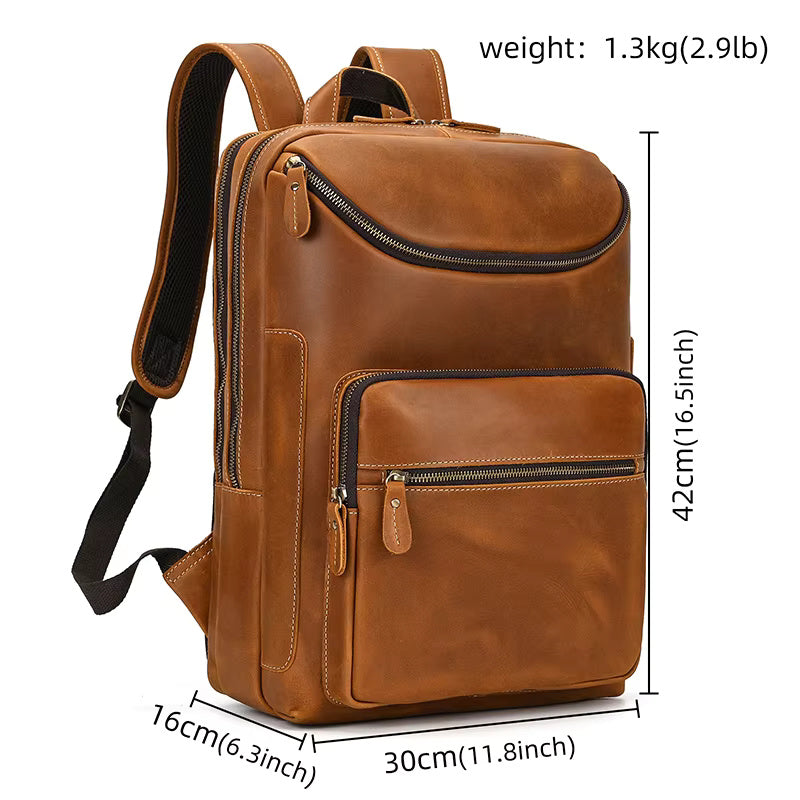 Classic Vintage Leather Cowhide Backpack