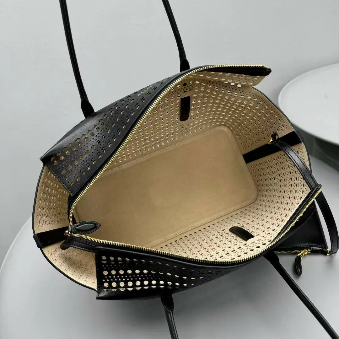 Cutout Leather Tote Bag