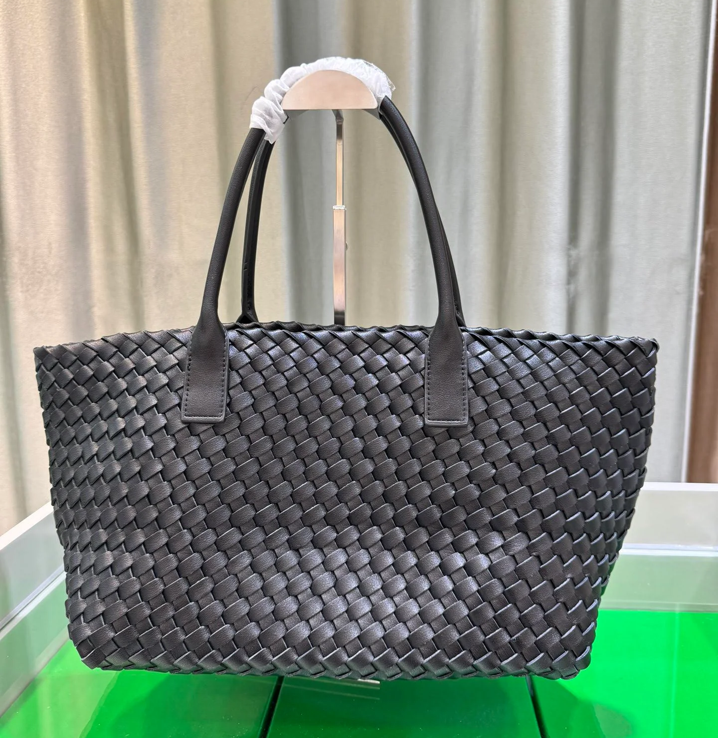 Woven Cowhide Leather Tote Bag