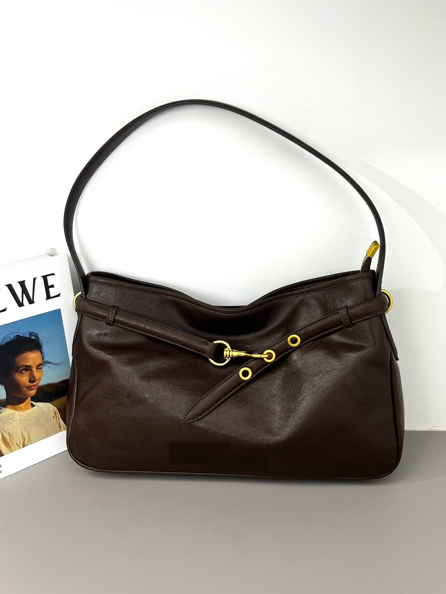 Suede-Leather Luxe shoulder bag
