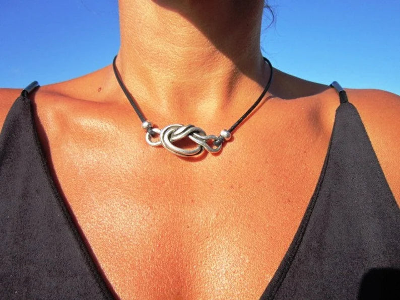 Leather and Silver Eternity Necklace