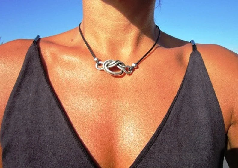Leather and Silver Eternity Necklace