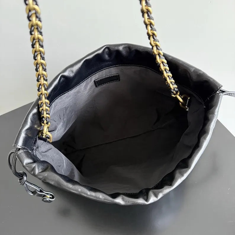 Woven Lambskin Leather Chain Shoulder Bag