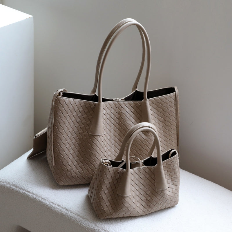 Woven Cowhide Leather Tote Bag