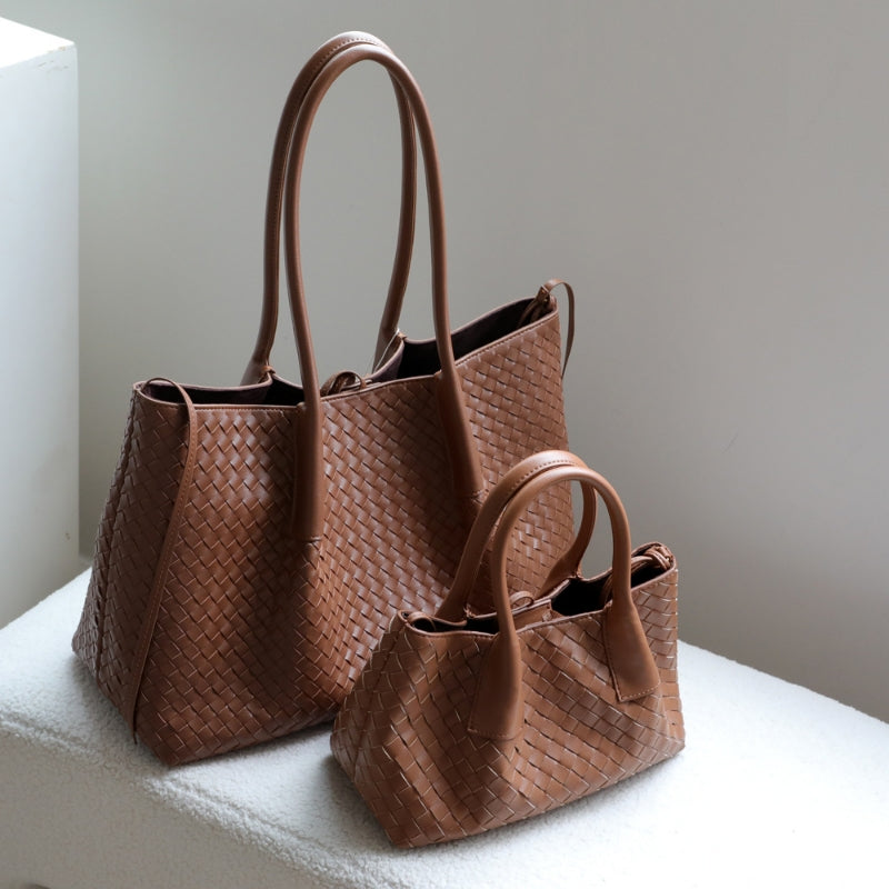 Woven Cowhide Leather Tote Bag