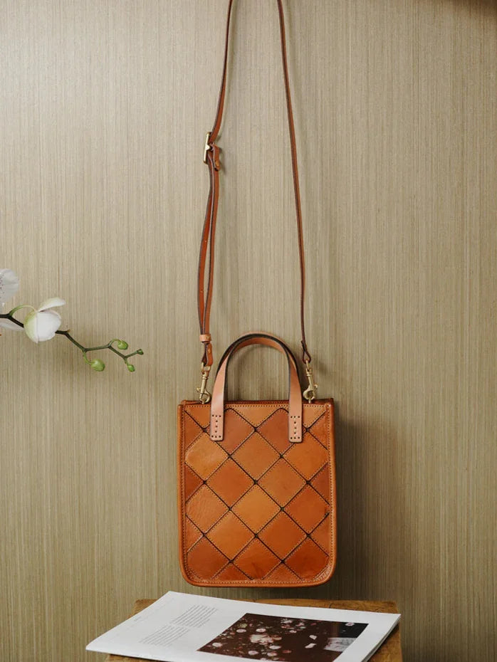 Handmade Italian Quilted Leather Mini Tote Bag