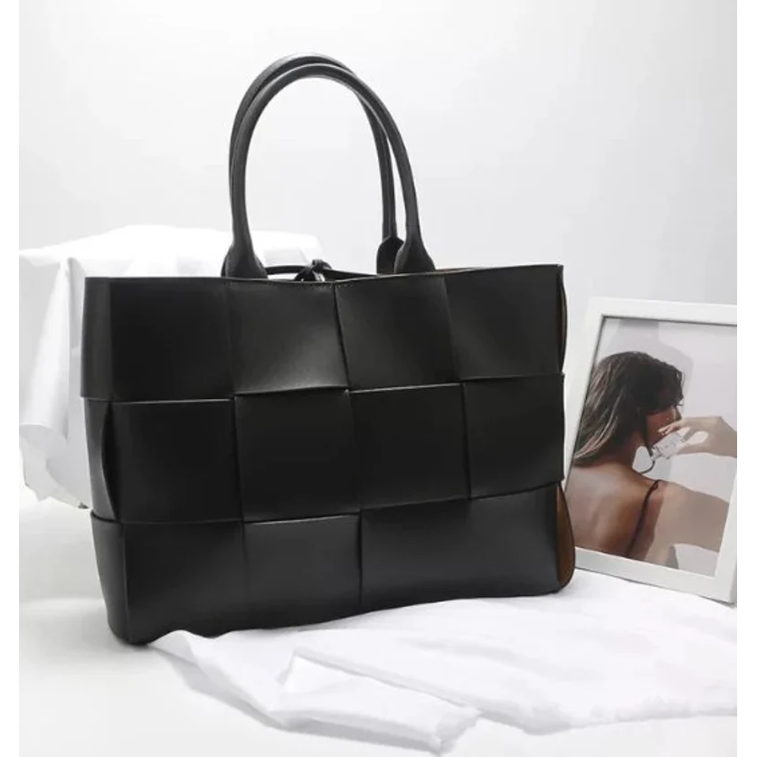 Woven Cowhide Leather Tote Bag