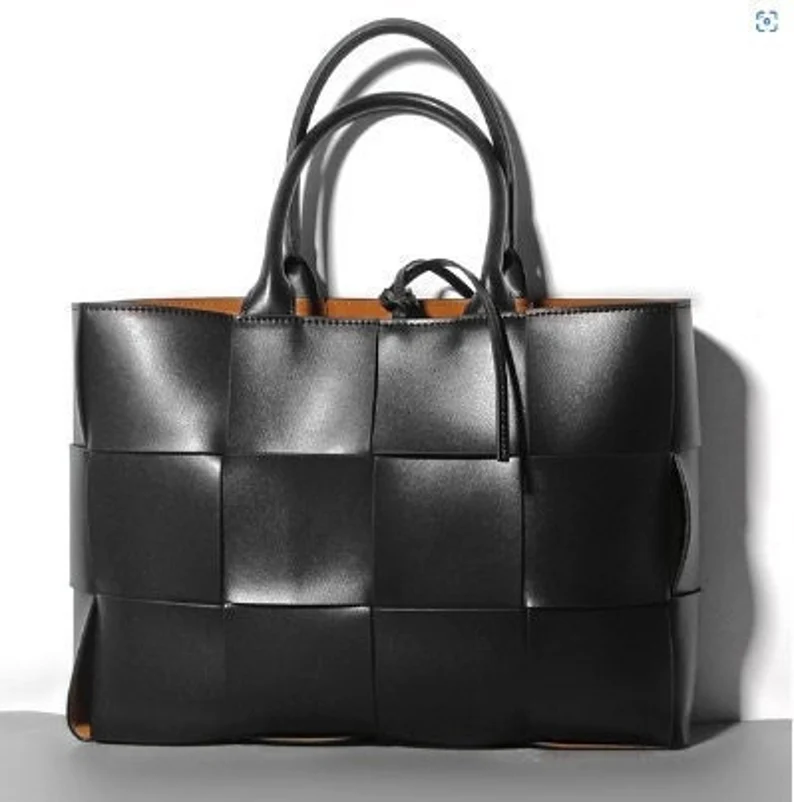Woven Cowhide Leather Tote Bag