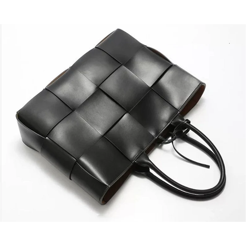 Woven Cowhide Leather Tote Bag