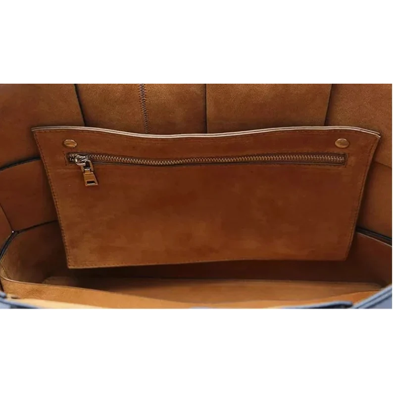 Woven Cowhide Leather Tote Bag