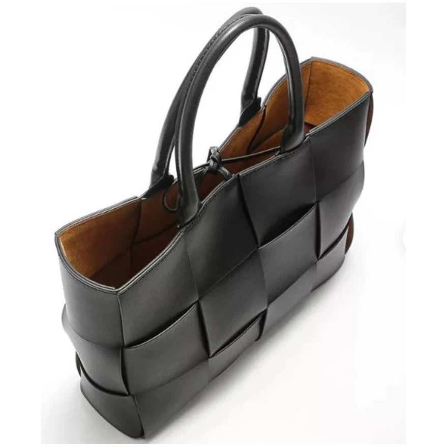 Woven Cowhide Leather Tote Bag