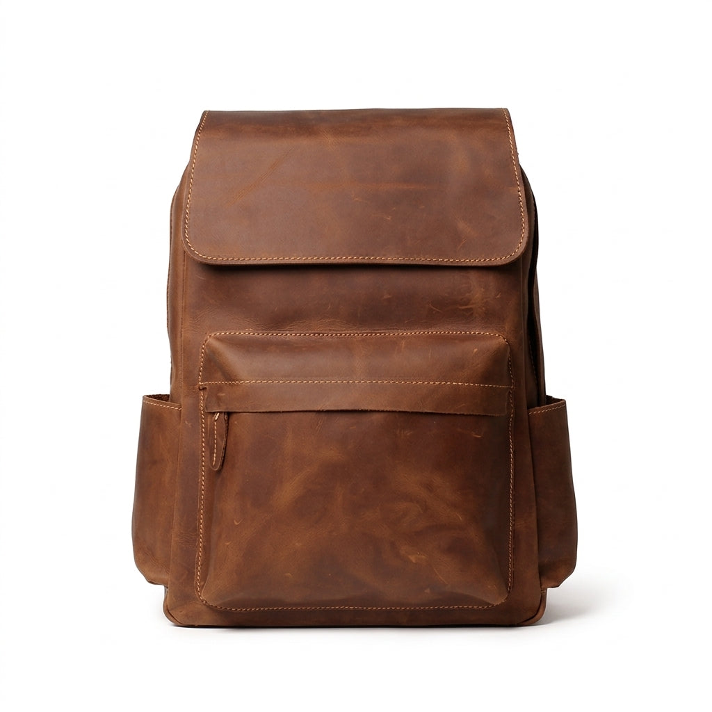 Rustic Cowhide Leather Backpack by Christina Shiefer