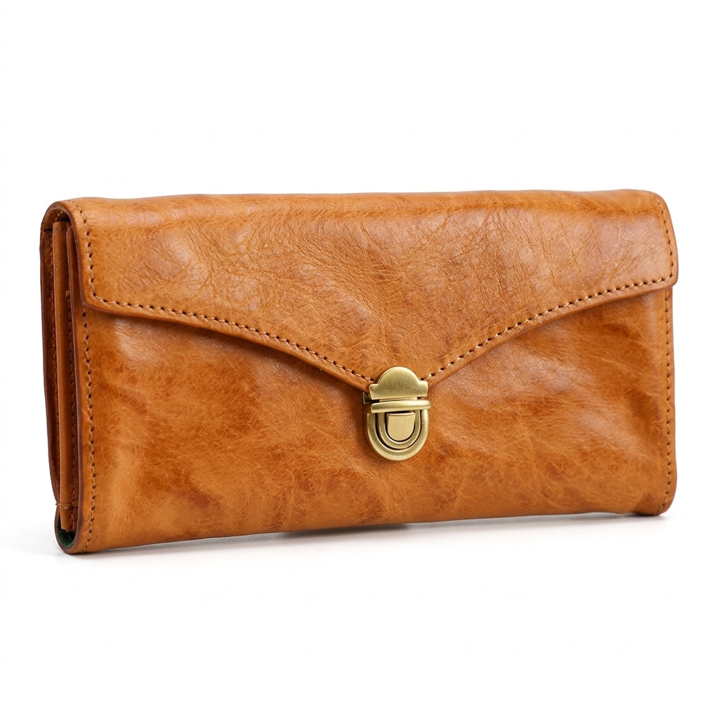 Vintage Push-Lock Leather Wallet by Christina Shiefer