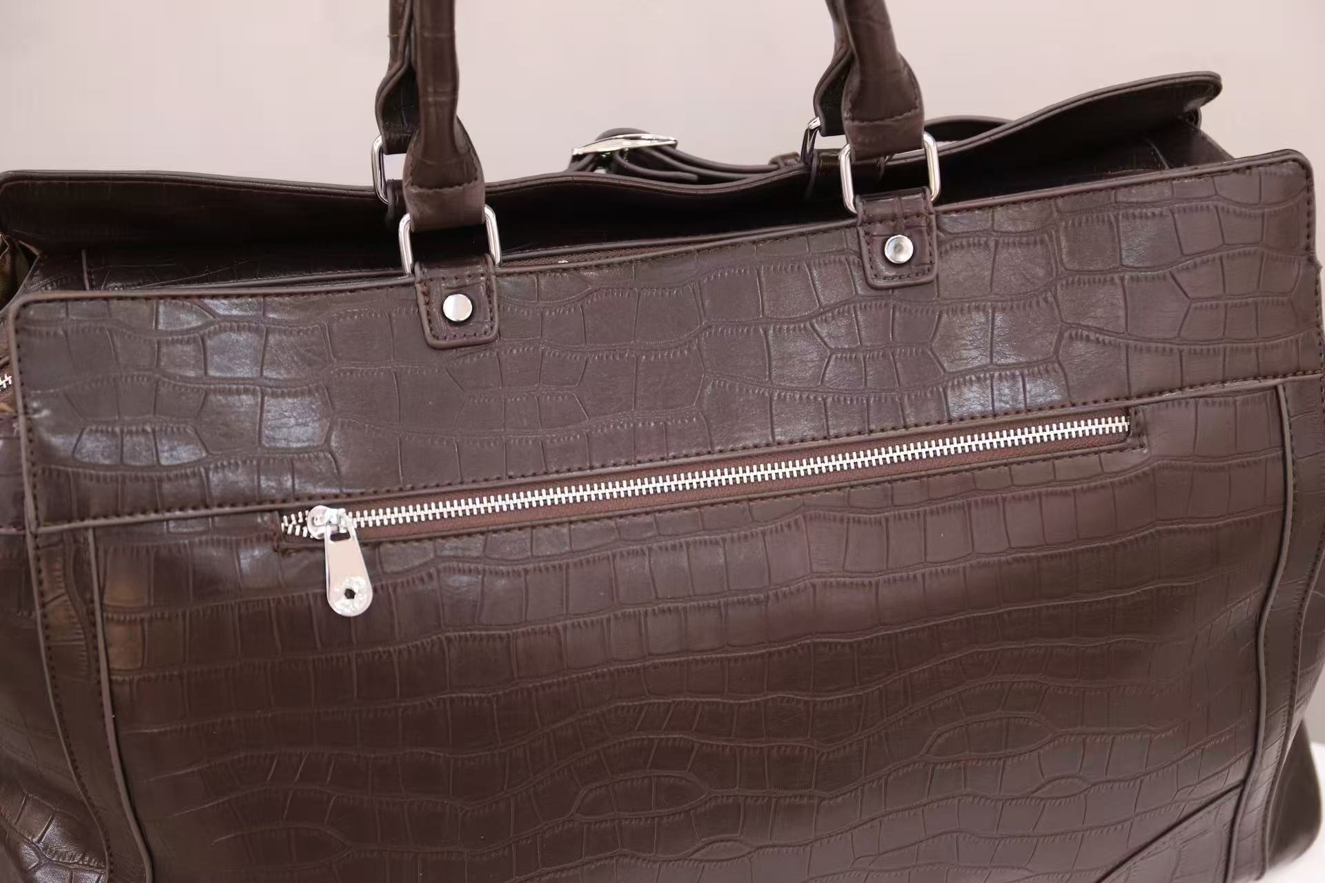 Croc Texture Leather Travel Bag