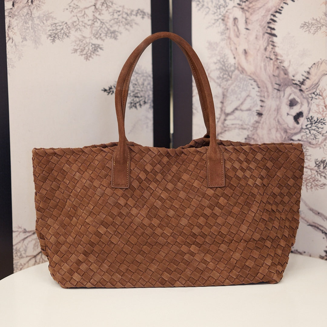 Large Woven Suede Leather Tote by Christina Shiefer